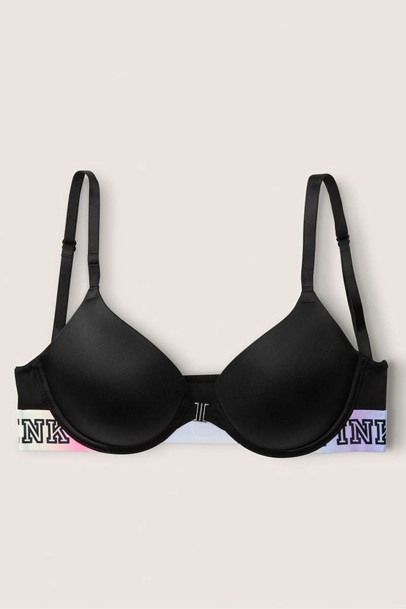 Victoria's Secret Wear Everywhere Front Close Push Up Bra Čierne | SK-8014YSU