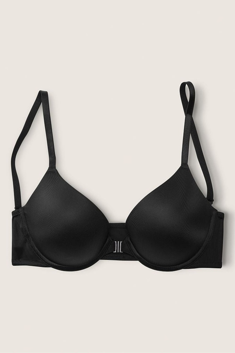 Victoria\'s Secret Wear Everywhere Front Zapinanie Push Up T-Shirt Bra Čierne | SK-8097LYN