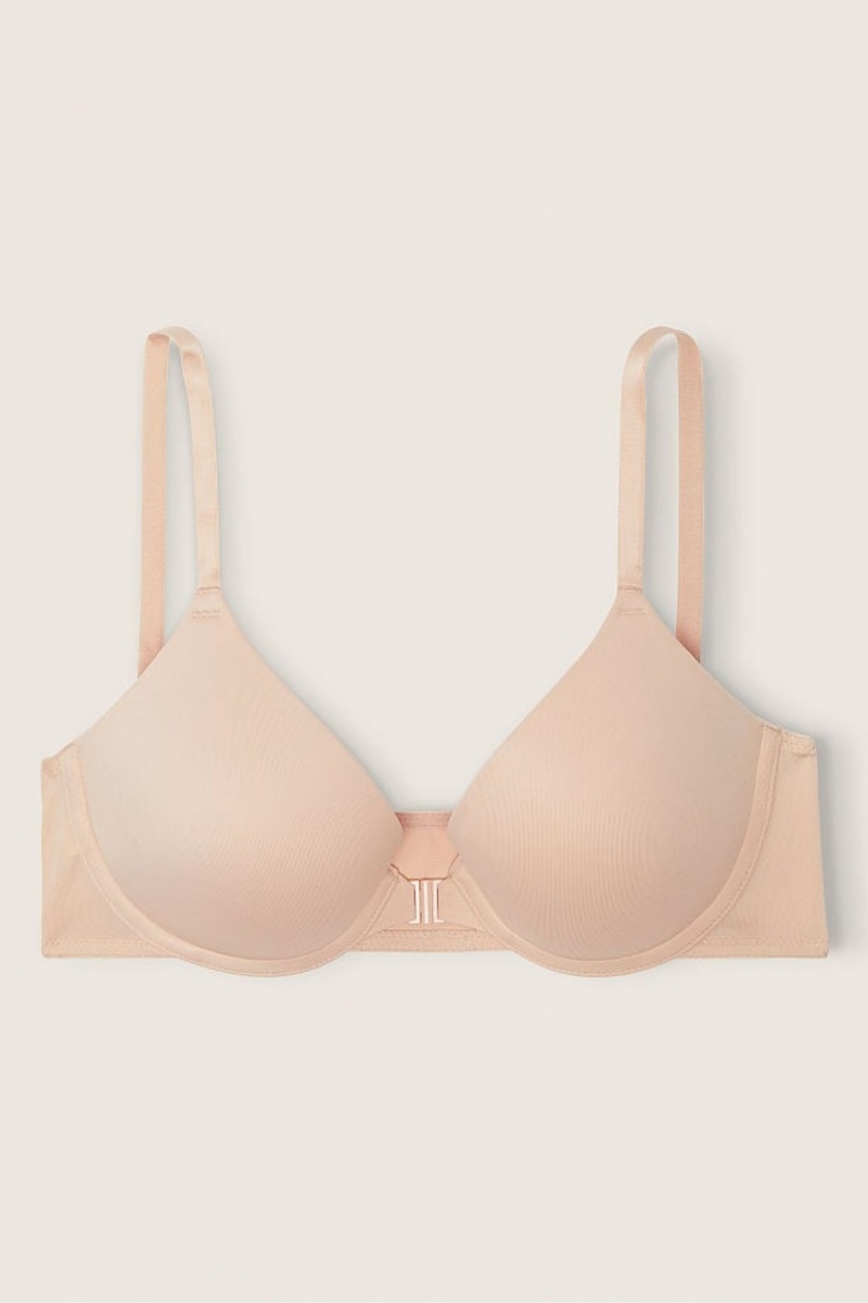 Victoria\'s Secret Wear Everywhere Front Zapinanie Push Up T-Shirt Bra Béžové | SK-8467VJL