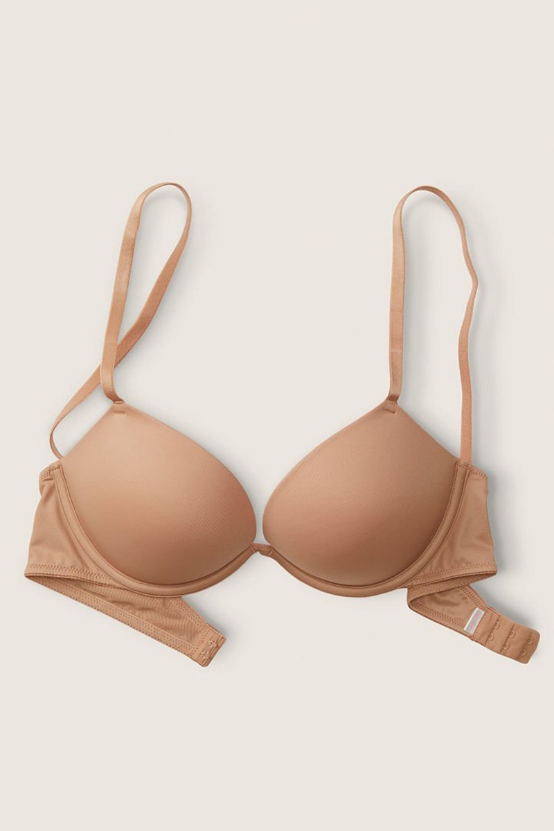 Victoria's Secret Wear Everywhere Smooth Push Up T-Shirt Bra Mocha Latte Nude | SK-0367IXU