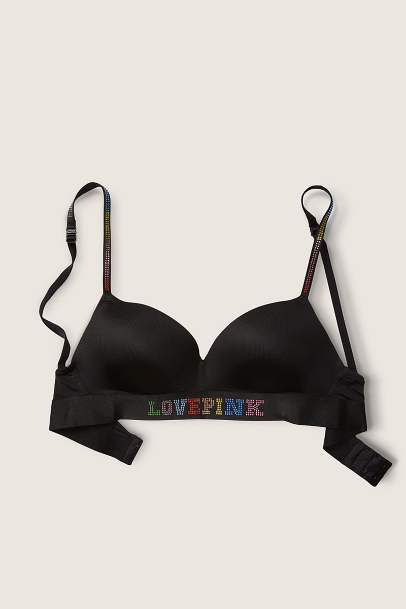 Victoria's Secret Wear Everywhere Smooth Shine Remienkove Non Wired Push Up T-Shirt Bra Čierne | SK-0846YQB