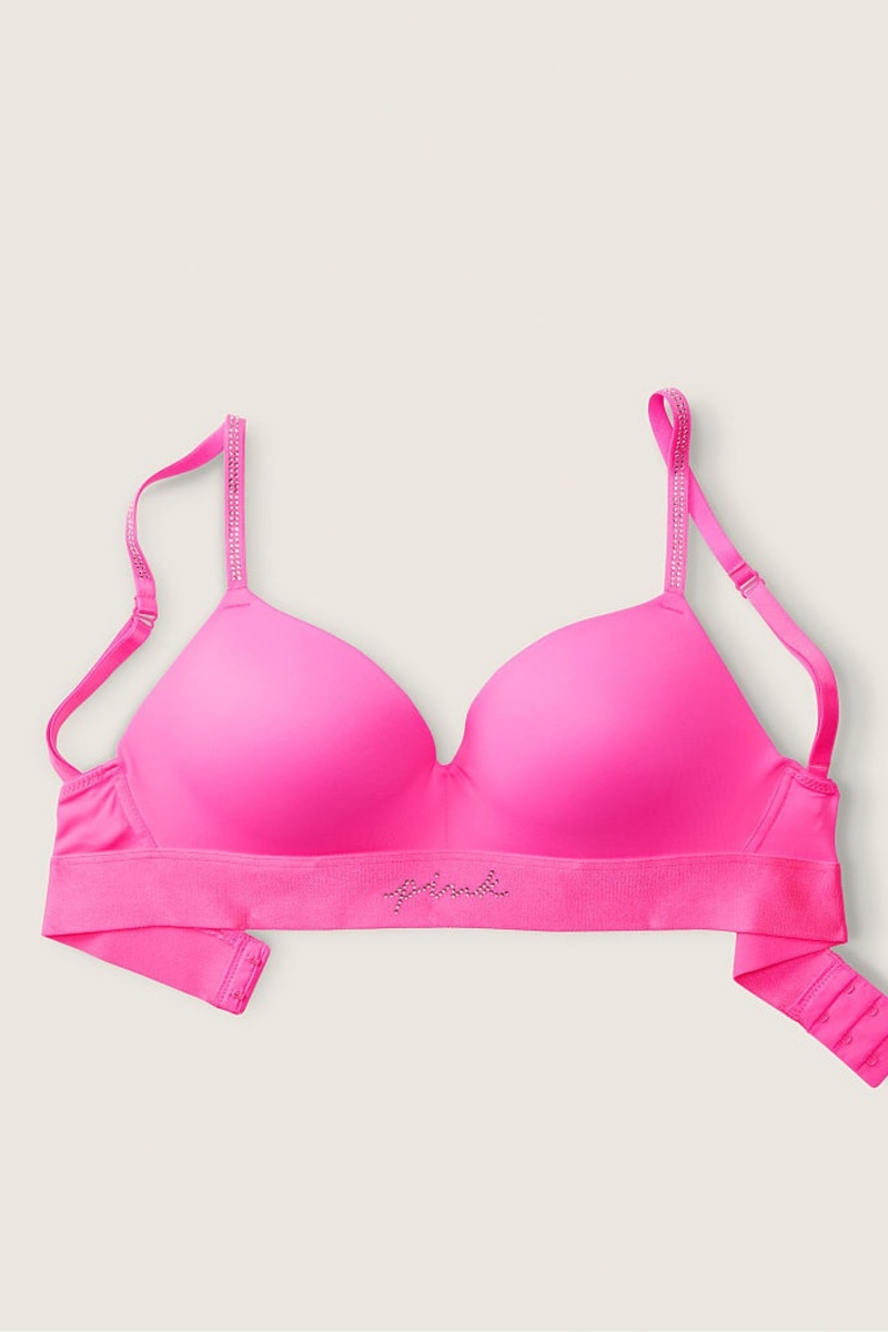 Victoria's Secret Wear Everywhere Smooth Shine Remienkove Non Wired Push Up T-Shirt Bra Ruzove Ruzove | SK-2067HAQ