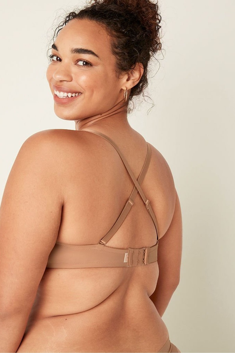 Victoria's Secret Wear Everywhere Smooth Multiway Strapless Push Up Bra Mocha Latte Nude | SK-2460EHW