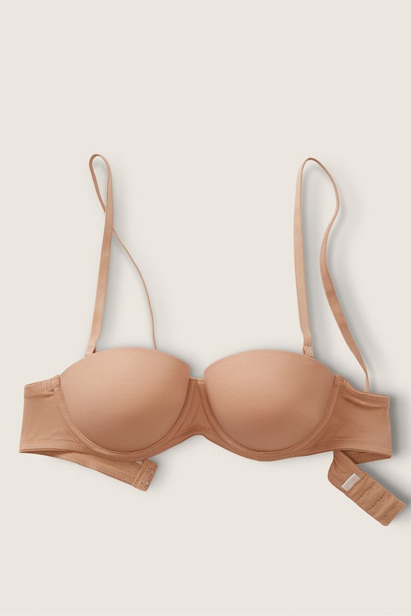 Victoria's Secret Wear Everywhere Smooth Multiway Strapless Push Up Bra Mocha Latte Nude | SK-2460EHW