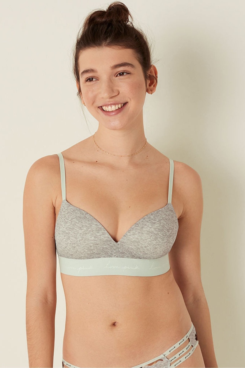 Victoria\'s Secret Wear Everywhere Smooth Non Wired Push Up T-Shirt Bra Siva | SK-3586DGO