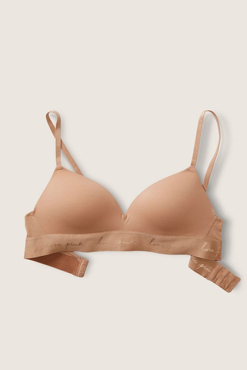 Victoria's Secret Wear Everywhere Smooth Non Wired Push Up T-Shirt Bra Mocha Latte Nude | SK-7198VWY