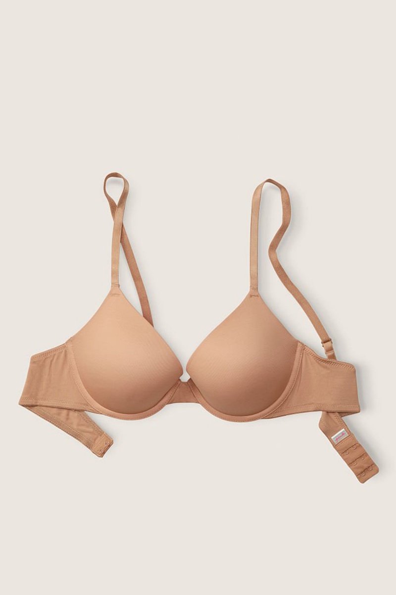 Victoria's Secret Wear Everywhere Smooth Push Up T-Shirt Bra Káva Hnede | SK-8426QOY