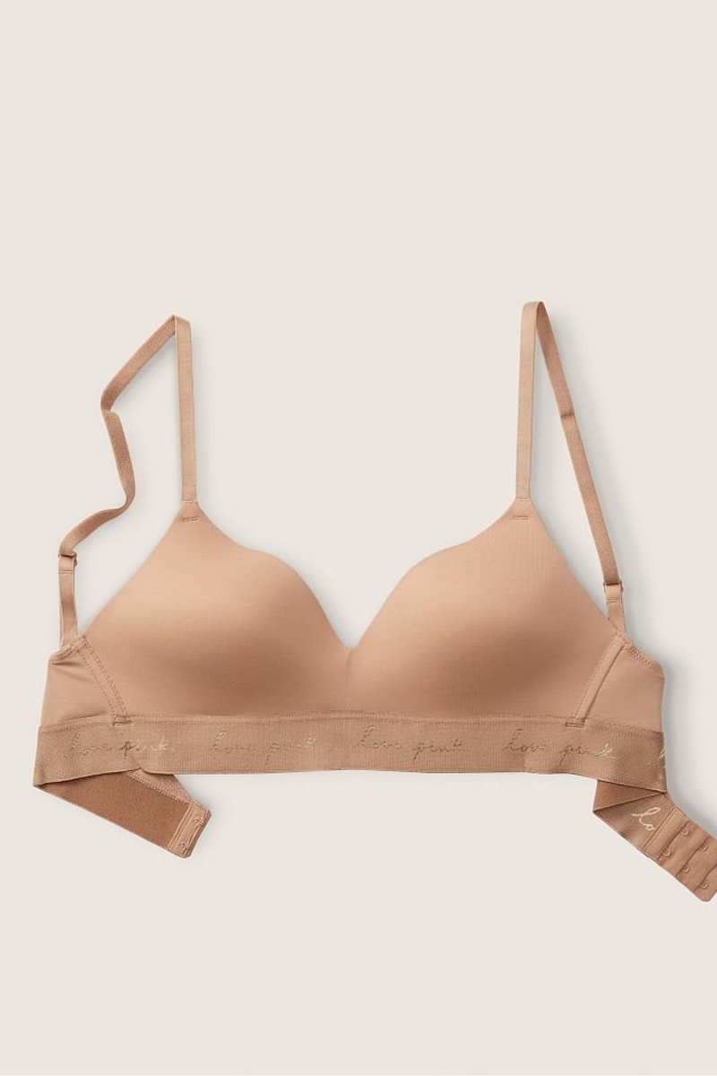 Victoria's Secret Wear Everywhere Smooth Lightly Podsite Non Wired T-Shirt Bra Mocha Latte Nude | SK-8765ZRG