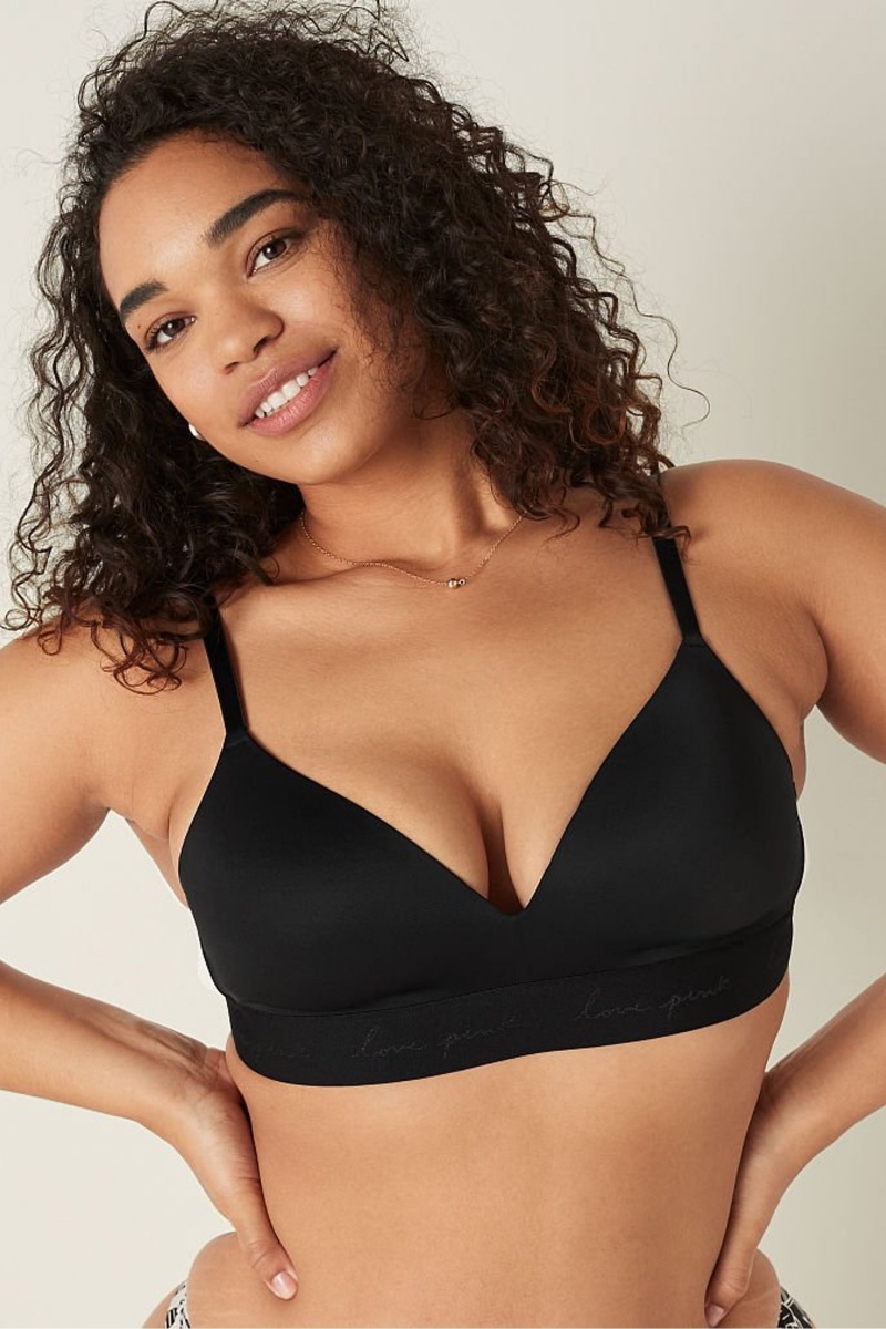 Victoria's Secret Wear Everywhere Smooth Lightly Podsite Non Wired TShirt Bra Čierne | SK-9873BJV