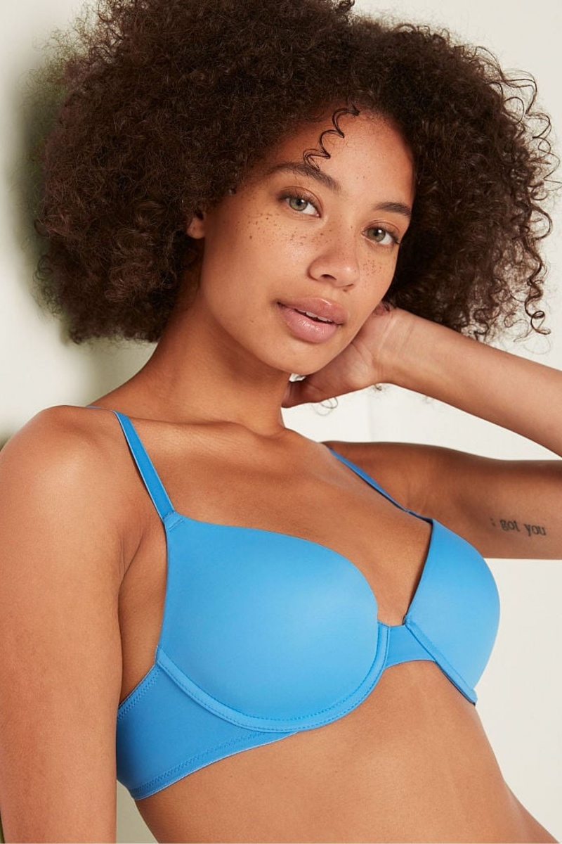 Victoria's Secret Wear Everywhere Wear Everywhere Smooth Push Up T-Shirt Bra Modre Modre | SK-1562SQB