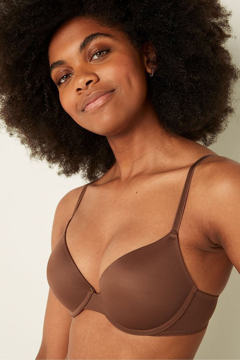 Victoria's Secret Wear Everywhere Wear Everywhere Smooth Push Up T-Shirt Bra Hnede | SK-4187XIY