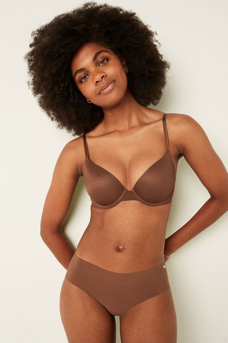 Victoria\'s Secret Wear Everywhere Wear Everywhere Smooth Push Up T-Shirt Bra Hnede | SK-4187XIY