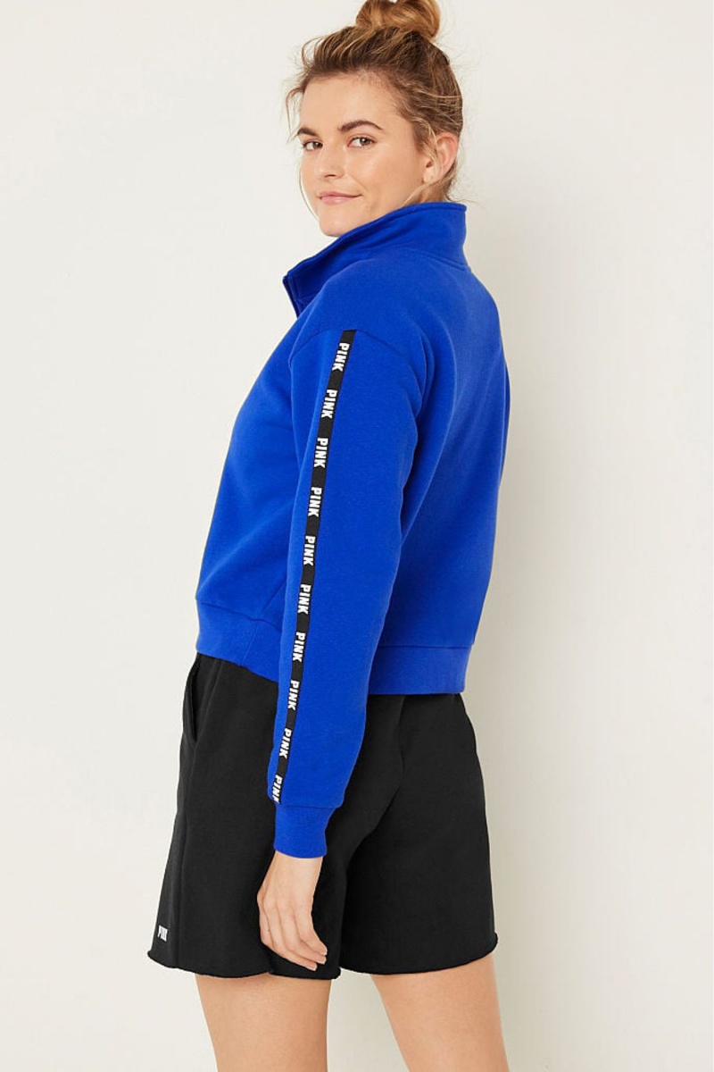 Victoria's Secret Zip Up Long Sleeve Crop Sweatshirt Modre | SK-6794BRU