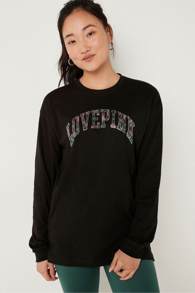 Victoria's Secret Bavlnene Long Sleeve Campus T-Shirt Ruzove | SK-0436TQX