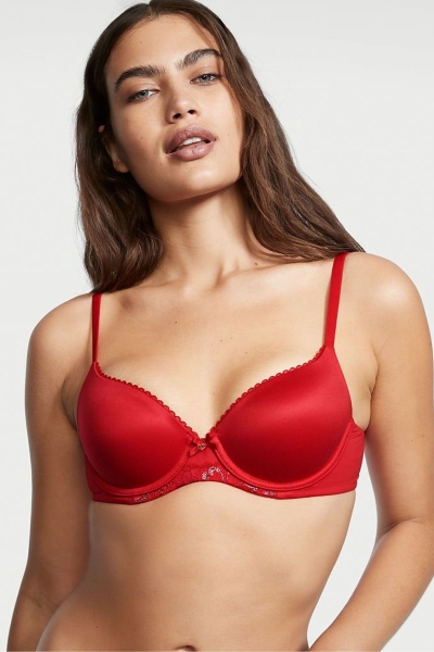 Victoria's Secret Body by Victoria Smooth Lightly Podsite Demi Bra Červené | SK-9357QZF