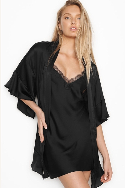 Victoria's Secret Flounce Satin Robe Ruzove Pruhované | SK-7506BCW