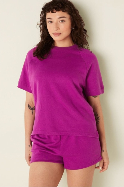 Victoria's Secret Kratke Sleeve Oversized Crew Neck T-Shirt Modre | SK-1970VDB