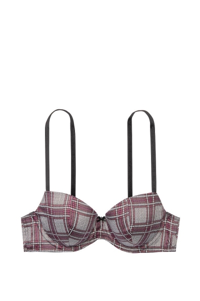 Victoria's Secret Lightly-Podsite Demi Bra Coconut White/Black Plaid | SK-9185IXF