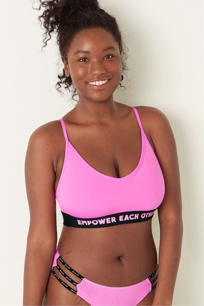 Victoria's Secret Lightly Podsite Low Impact Sports Bra Neon Bubble Empower Each Other | SK-1536IDZ