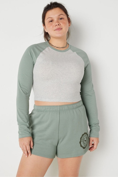 Victoria's Secret Long Sleeve Crop T-Shirt Zelene | SK-9532ITA