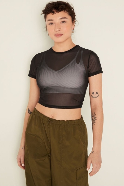 Victoria's Secret Mesh Kratke Sleeve T-Shirt Ruzove | SK-0186SHO