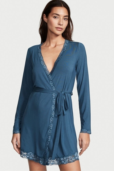 Victoria's Secret Modal Cipkovane Trim Robe Modre | SK-6387UYA