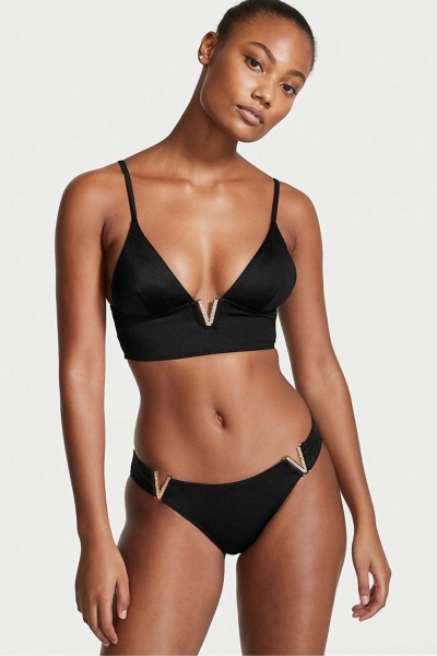 Victoria's Secret Plunge Triangle Bikiny Top Čierne | SK-1346EBH