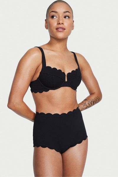 Victoria's Secret Scallop Full Coverage Swim Bikiny Top Čierne | SK-5891JMO