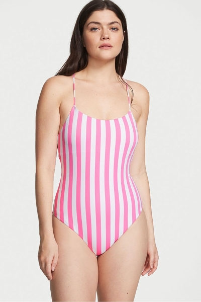 Victoria's Secret Scoop Neck Swimsuit Ruzove Pruhované | SK-5743DCT