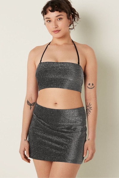 Victoria's Secret Shimmer High Pásom Mini Swim Skirt Čierne | SK-2367HND