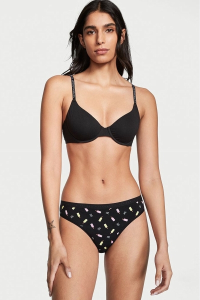 Victoria's Secret Stretch Bavlnene Bavlnene Bikiny Nohavičky Čierne | SK-0241HYS