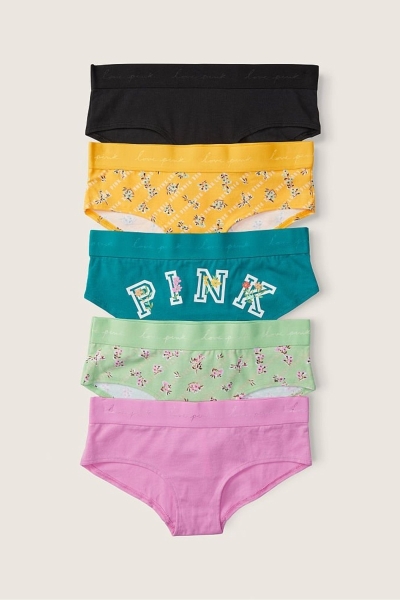 Victoria's Secret Stretch Bavlnene Bavlnene Hipster Nohavičky 5 Pack Black/Pink/Green/Orange | SK-2914DVH