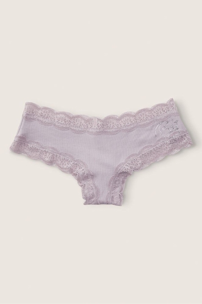 Victoria's Secret Stretch Bavlnene Cipkovane Trim Cheeky Nohavičky Nachový Siva | SK-8793GZK