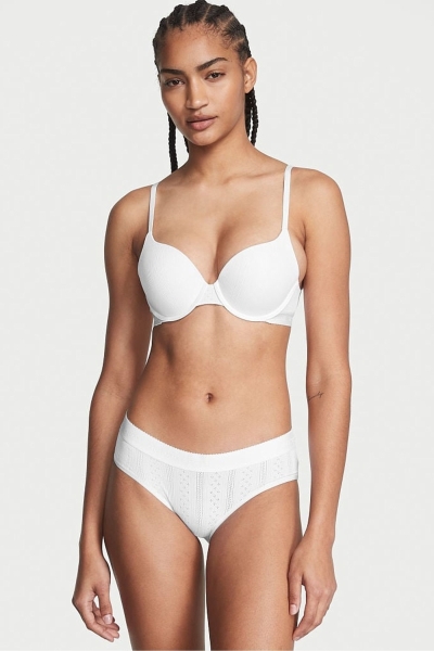 Victoria's Secret Stretch Bavlnene Logo Pásom Pointelle Hipster Nohavičky Nachový | SK-1420HOP