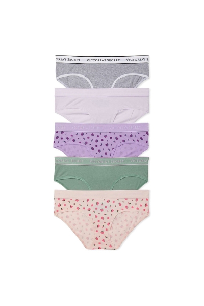 Victoria's Secret Stretch Bavlnene Logo Hipster Nohavičky 5 Pack Ruzove | SK-9842PQT