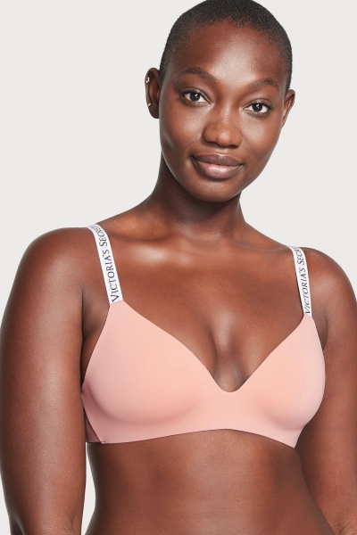 Victoria's Secret The T-Shirt Non Wired Logo T-Shirt Bra Ruzove Ruzove | SK-0652WKO