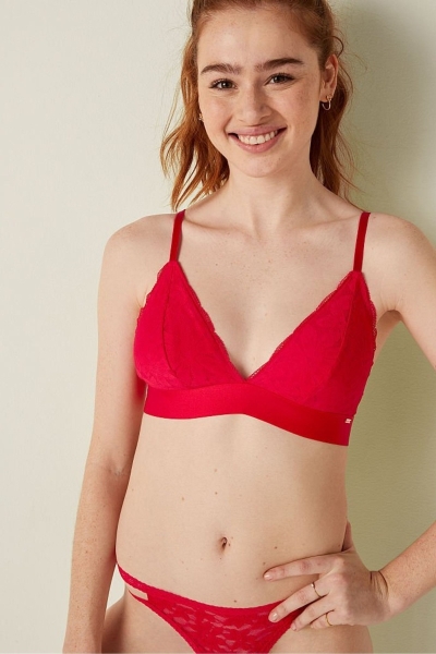 Victoria's Secret Unlined Cipkovane Triangle Bralette Červené | SK-0976BVZ