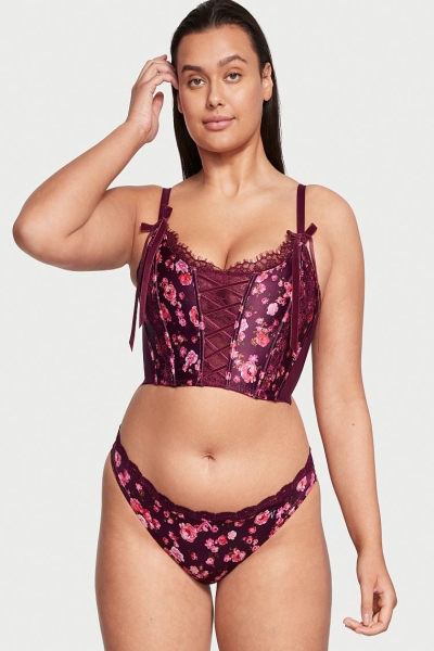 Victoria's Secret Unlined Cipkovane-Up Corset Top Peony Trellis | SK-6580MVK