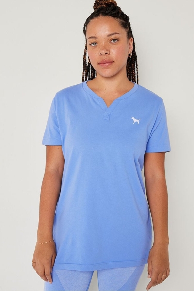 Victoria's Secret V Neck Kratke Sleeve T-Shirt Modre | SK-8510WIJ