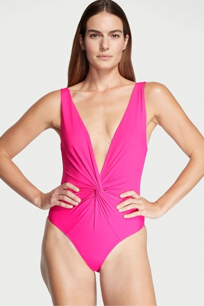 Victoria's Secret V Neck Plunge Open Back Swimsuit Ruzove | SK-2785EVB