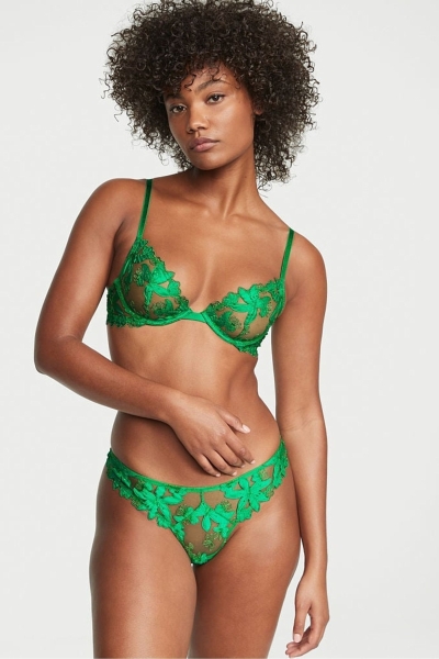 Victoria's Secret Very Sexy Embroidered Tanga Nohavičky Zelene | SK-6023FWS