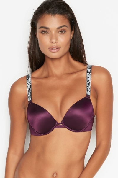 Victoria's Secret Very Sexy Shine Remienkove Plunge Push Up Bra Čierne | SK-2659CKM