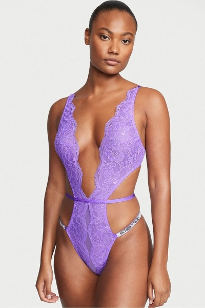 Victoria's Secret Very Sexy Shine Remienkove Cipkovane Crotchless Bodysuit Ruzove | SK-6013AUJ