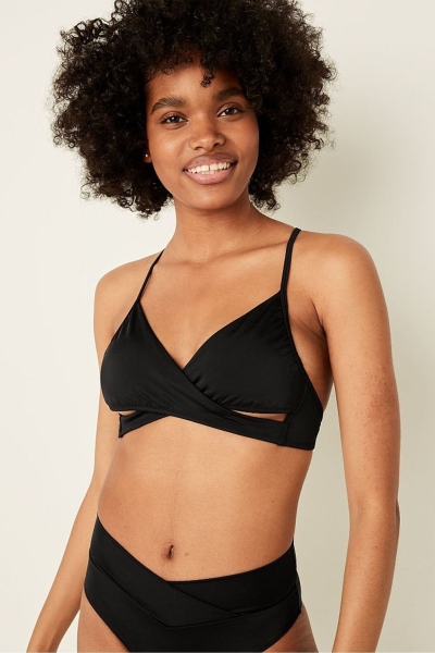 Victoria's Secret Wrap Bikiny Top Tmavo Čierne | SK-5809SXW